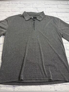 Kilburne & Finch Men's Grey Short-Sleeve Polo with Zip Collar. Size XL.